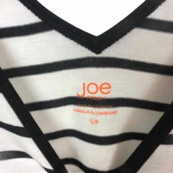 Joe Fresh | Women's White & Black Stripe V-neck T-shirt Dress Size Small - Picture 3 of 7